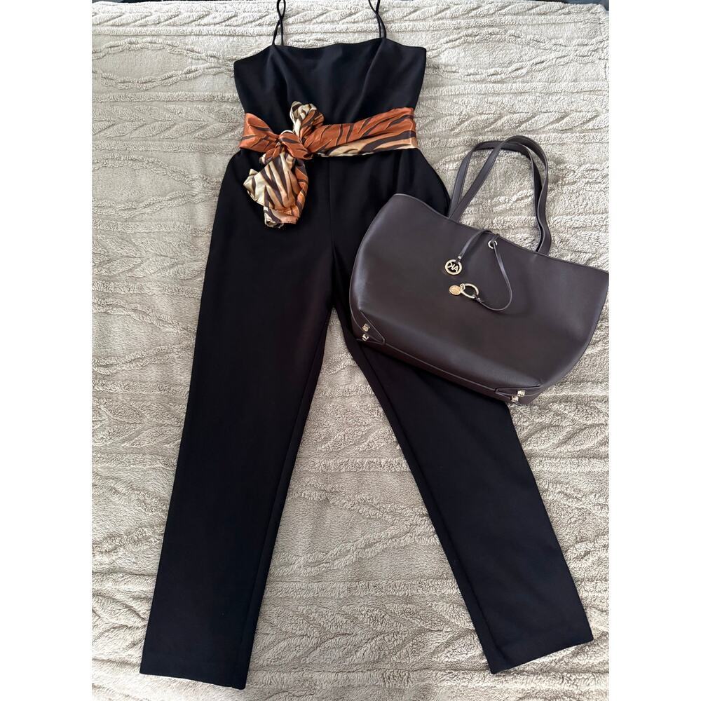 Lauren Ralph Lauren Black Strapless Jumpsuit Wide Leg Elegant Cocktail Size 10